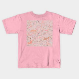 Boho Big Cats in Pink Kids T-Shirt